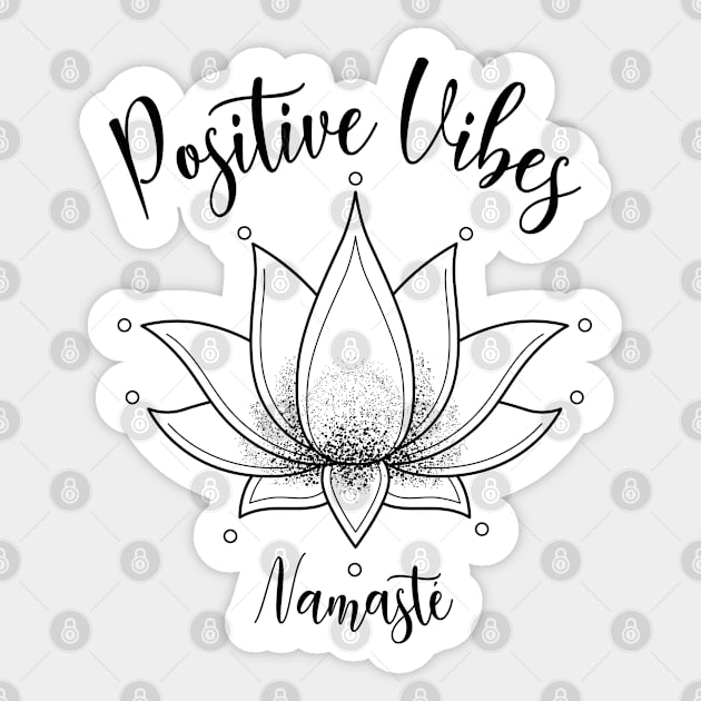 Positive Mind, Namaste and Lotus Flower Sticker by AudreyJanvier